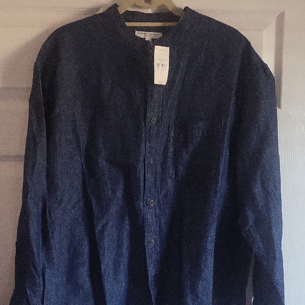 Banana Republic Relaxed Fit Blue Jean Shirt For Men, Size Medium